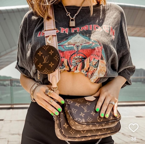 LV Louis Vuitton Multi Pochette Accessoires PINK Monogram IN MINT CONDITION - Picture 6 of 16